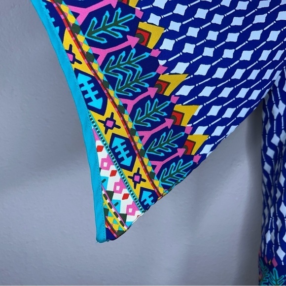 MEDIUM PINK OWL COLORFUL BOHEMIAN TUNIC TOP GEOMETRIC BLOUSE - Picture 5 of 11